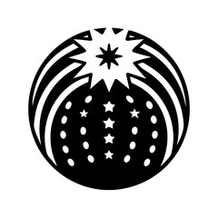 Vector art of stylized starburst in a circle, a decorative element with radial lines and geometric shapes, vintage style