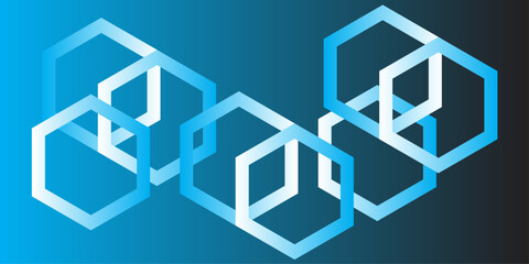 Abstract blue geometric background with squares featuring a 3D isometric vector illustration of a building plan for a residential city apartment