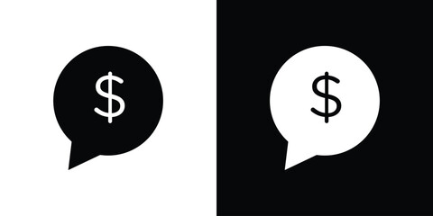 Comment dollar icon. filled flat sign for mobile concept and web