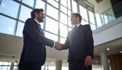 Two Professionals Conclude a Successful Business Agreement with Handshake