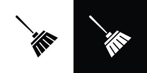 Broom icon. filled flat sign for mobile concept and web