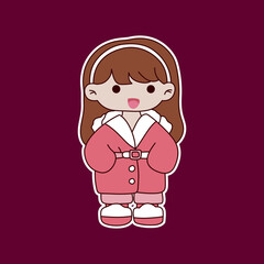 Cute cartoon girl sticker