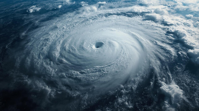 Powerful Category 5 Hurricane with Distinct Eye Over the Ocean