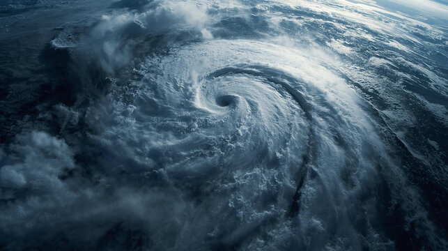 Powerful Category 5 Hurricane with Distinct Eye Over the Ocean