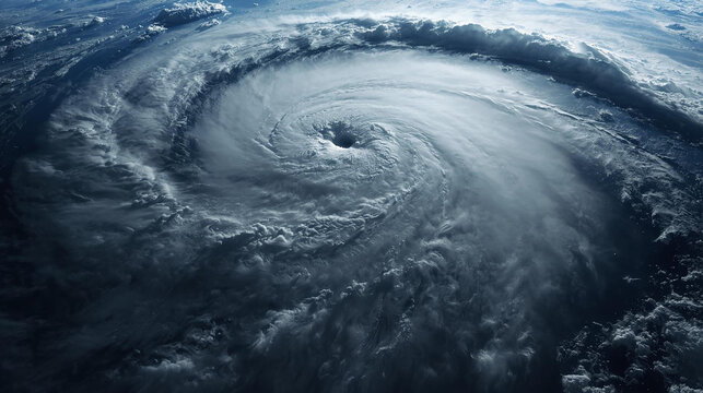 Powerful Category 5 Hurricane with Distinct Eye Over the Ocean