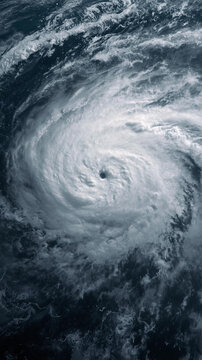 Powerful Category 5 Hurricane with Distinct Eye Over the Ocean