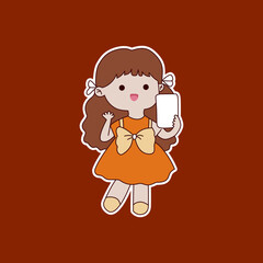 Cute cartoon girl sticker