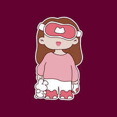 Cute cartoon girl sticker
