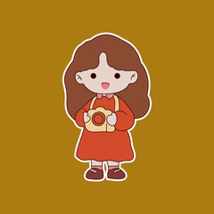 Cute cartoon girl sticker