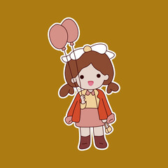 Cute cartoon girl sticker