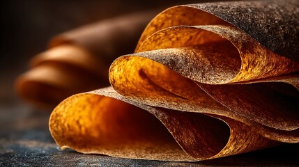 Macro image of beeswax wrap folds showing warm golden tones subtle wrinkles and natural organic texture perfect for zero waste packaging or eco lifestyle visuals