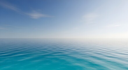 Obraz premium Serene ocean horizon with gentle waves under a vast, clear blue sky