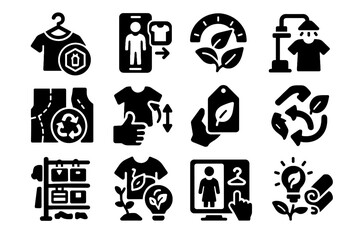 Obraz premium Ar fashion vector sustainable recycle textile carbon icons icon look meter