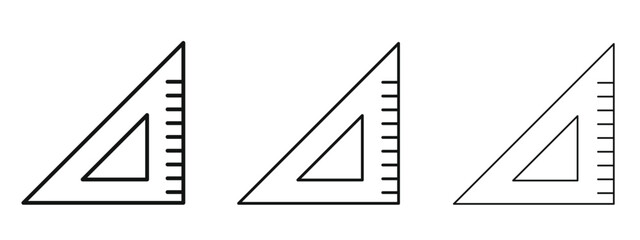 Triangle ruler icon in linear versions. Editable line