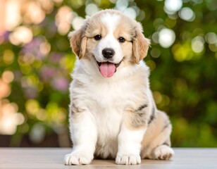 Adorable puppy sitting outdoors