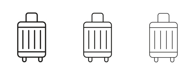 Suitcase icon in linear versions. Editable line