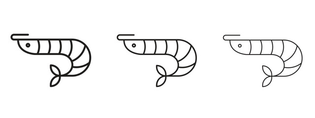 Shrimp icon in linear versions. Editable line