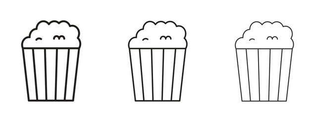 Popcorn icon in linear versions. Editable line