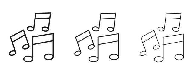Music icon in linear versions. Editable line