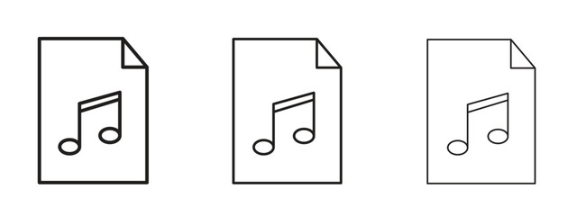 Music File icon in linear versions. Editable line