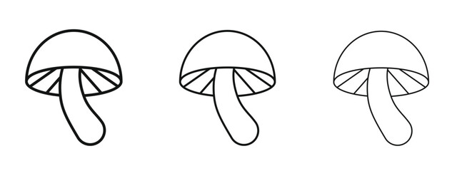 Mushroom icon in linear versions. Editable line