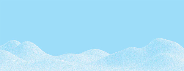 Winter snow mountains tipple background. Snow wave hill white noise gradation. Winter landscape grain dot effect. Nature mountain pattern. Halftone dotwork vector illustration