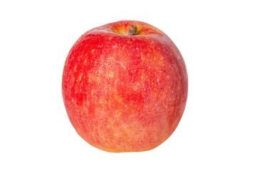 Red ripe apple with water drops isolated on white.