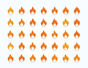 Grid of flame icons in various shades of orange