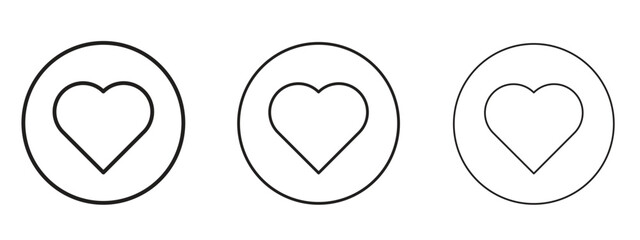 Heart icon in linear versions. Editable line