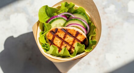 Fresh and healthy green salads with shrimp and vegetables