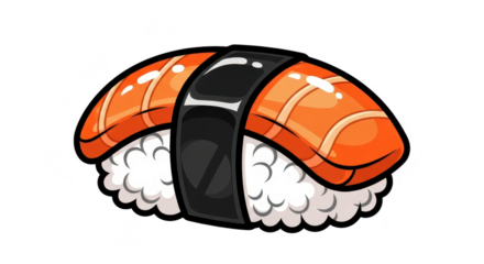 Delicious salmon nigiri sushi with white rice and black nori