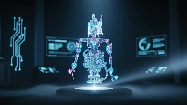 Futuristic Wayang Kulit Hologram Display: Indonesian Shadow Puppet Technology Concept
