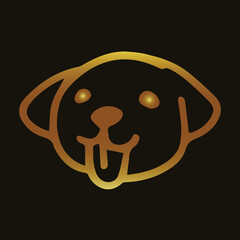 Obraz premium Golden puppy outline. Playful dog vector. Dark background pet. Cute puppy icon. Wagging tongue art. Glowing dog silhouette. Pet design graphic. Kids friendly logo. Scalable puppy image. Adorable canin