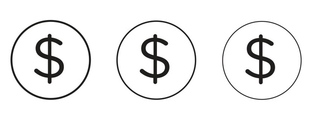 Coin icon in linear versions. Editable line