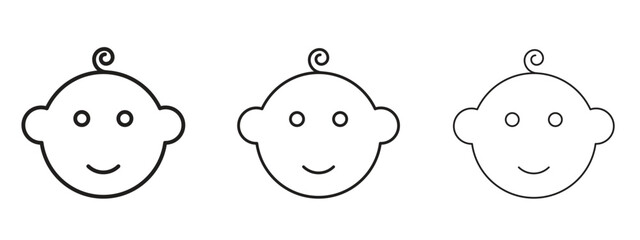 Child head icon in linear versions. Editable line