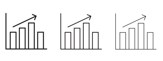 Chart histogram icon in linear versions. Editable line