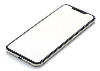 Modern smartphone with blank white screen on white background