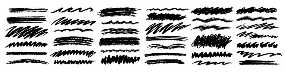 Black Ink Brush Strokes Texture Set: Hand Drawn Design Elements