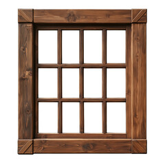 Obraz premium Wooden Window Frame Isolated on Transparent Background
