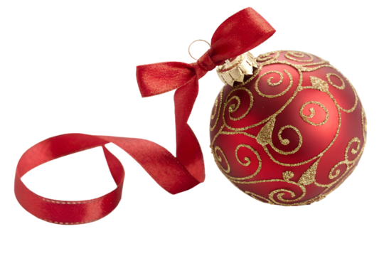 Festive Red Christmas Ornament with a Ribbon Perfect for Holiday Decorations and Adding a Touch of Elegance to Any Christmas Tree