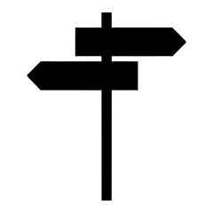 Black and White Directional Signpost Icon