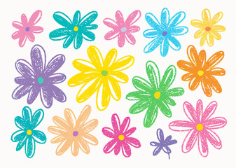 Colorful Hand-Drawn Flower Clipart Collection