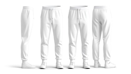 Multiple angles of white sweatpants on a person