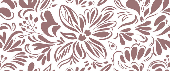 Abstract Dusty Rose Floral Seamless Pattern