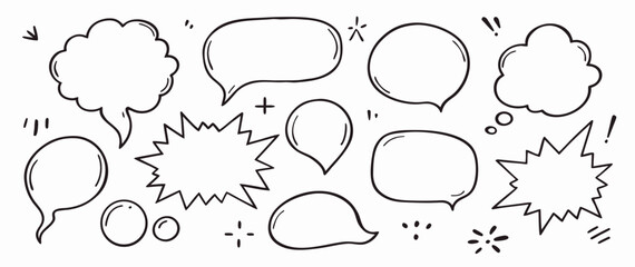 Hand-drawn Speech Bubbles Set: Comic Book Style Blank Dialog Boxes