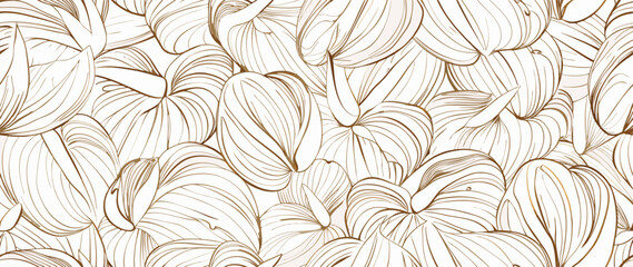 Gold Line Art Anthurium Seamless Pattern Background