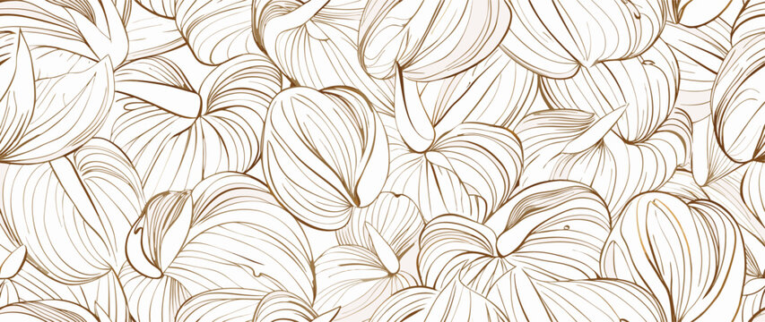 Gold Line Art Anthurium Seamless Pattern Background