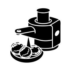 Vector art of juicer machine for fresh juice, a healthy lifestyle and wellness concept with fruits and vegetables