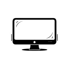 Illustration of a computer monitor with a blank screen, a desktop device for work and entertainment