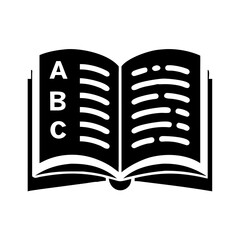 Vector art of an open book with the alphabet abc, , representing education, language, and early learning
